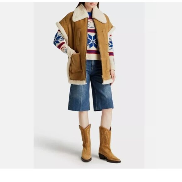 Sandro Oversized Shearling Vest